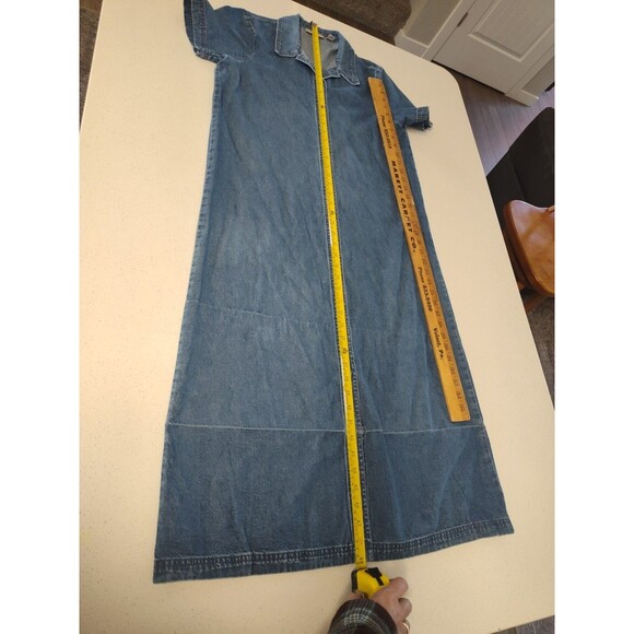 Nordstrom Women's Button Front  Maxi Denim Dress Sz 12 Faded Hem Mark See Photos - Picture 6 of 10